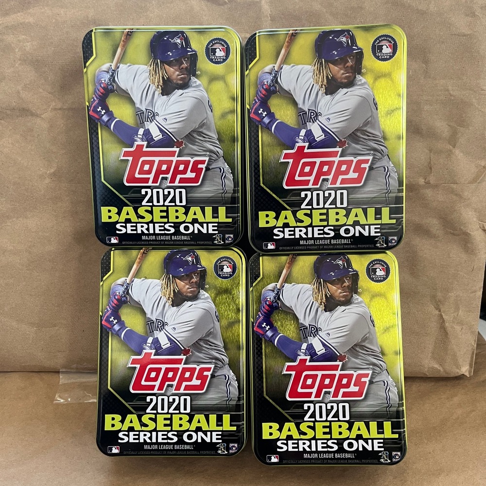 4 Topps 2020 Baseball Series One Empty Tins Vladimir Guerrero Jr Blue Jays MLB